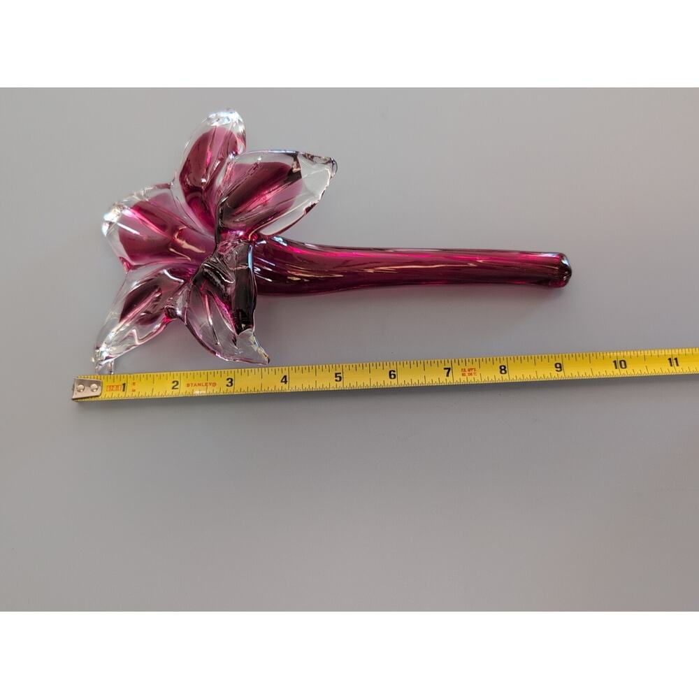 Vintage Pilgrim Cranberry Glass Lily Flower Single Blossom Bud Vase Sculpture 9” - Picture 4 of 6